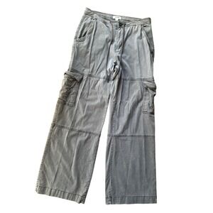 GARAGE Women Gray Cargo Wide Leg Pants Drawstring utility chic Size 7